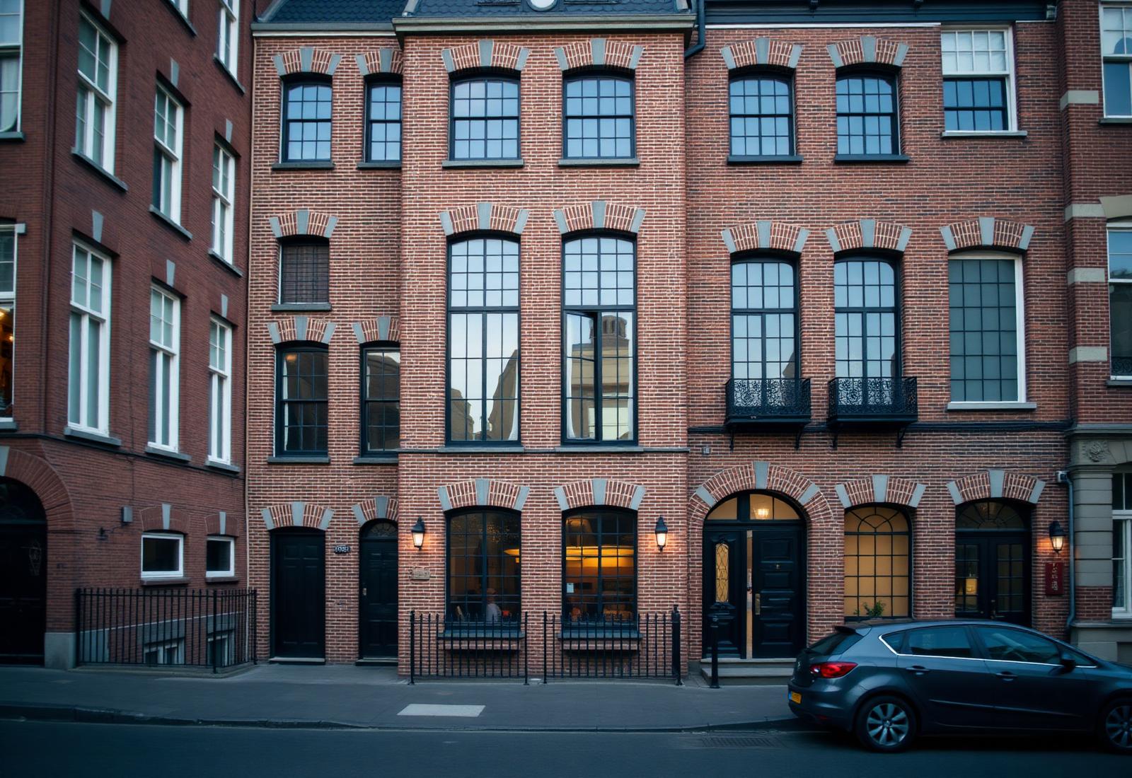 Gevel van een gerenoveerde Vlaamse rijwoning
